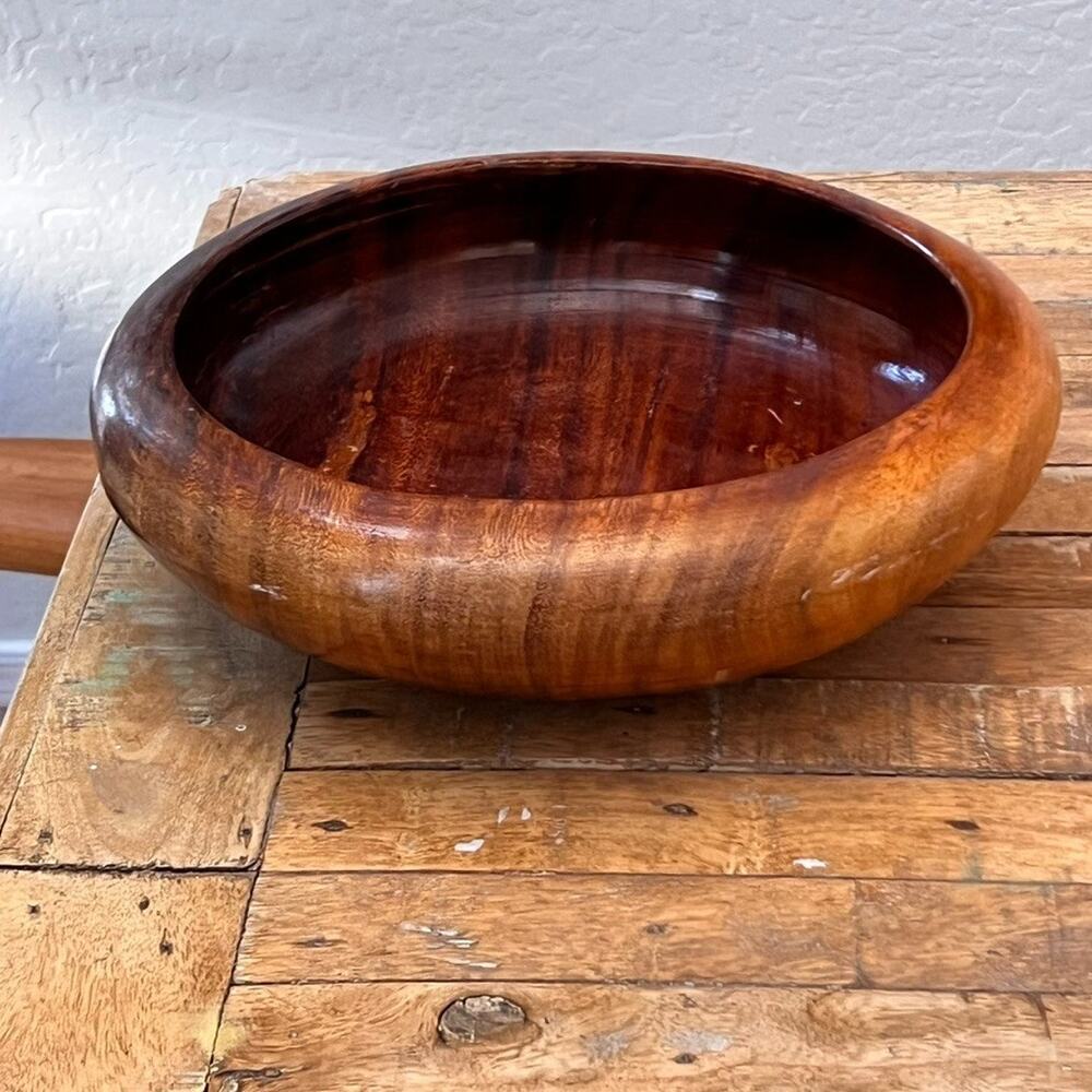 Vintage Solid Wood Bowl 10" MCM Modern - Picture 10 of 12